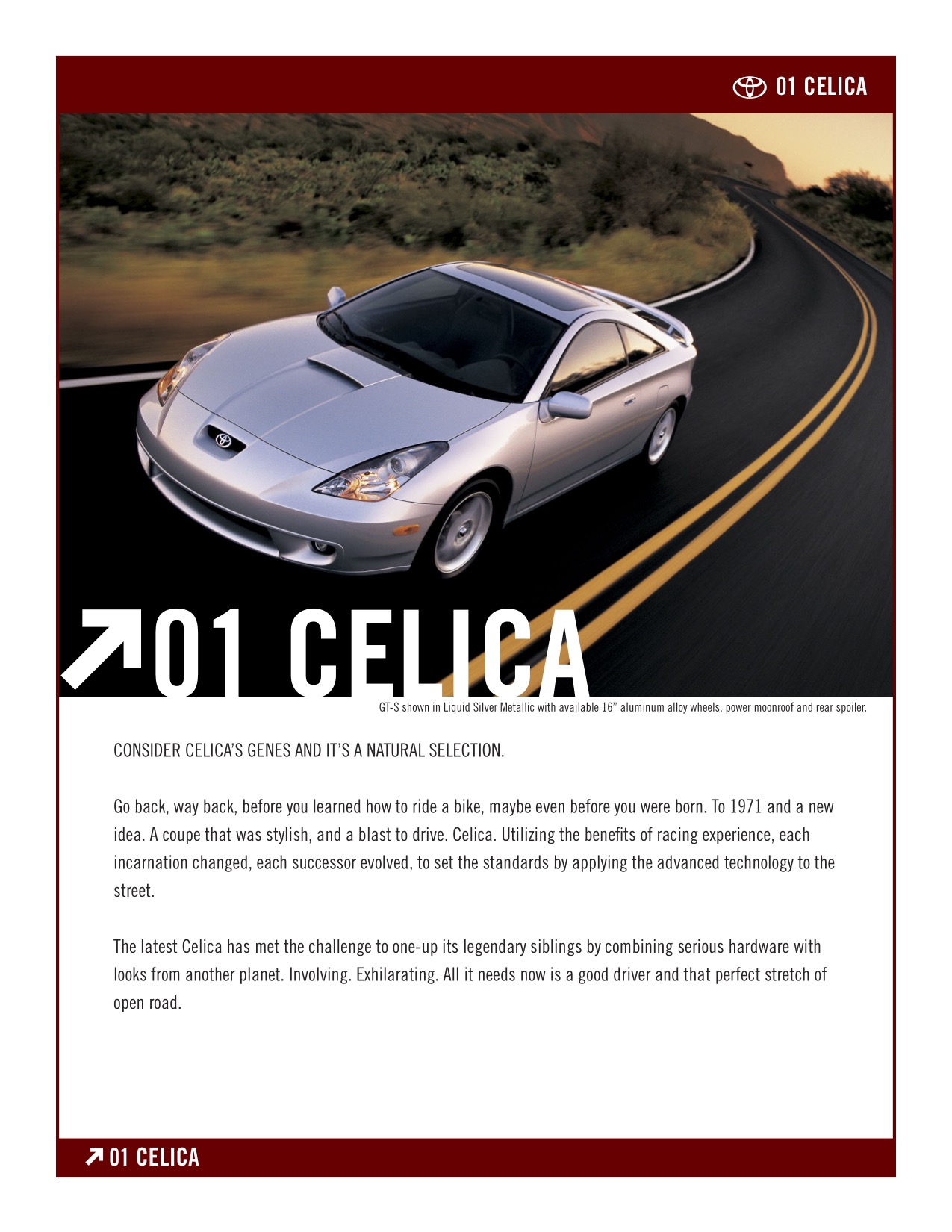2001 Toyota Celica Brochure Page 1